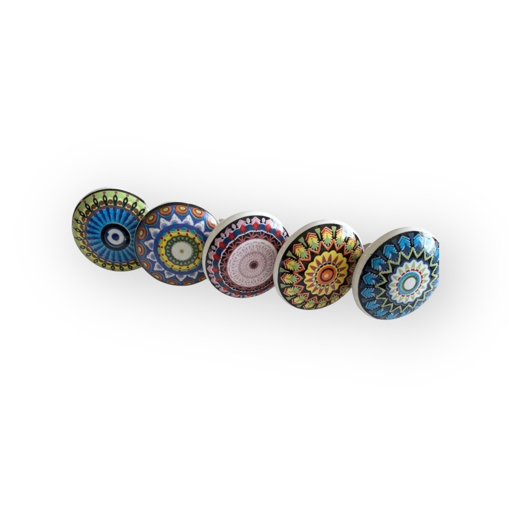 Vintage Handpainted Ceramic Door Knobs ☺︎︎ Set of 5 ☺︎ Choose Blues or Reds ☺︎ - Picture 8 of 16